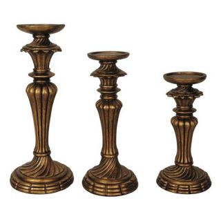 ORE International Antique Gold Candleholders   Set of 3   Candle Holders