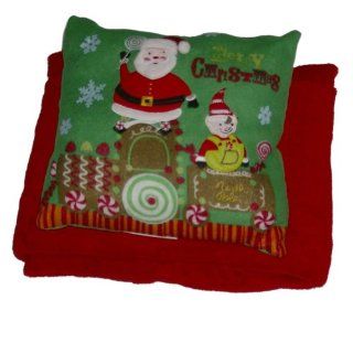 Holiday Time Christmas Santa Accent Pillow & Super Soft Red Throw Blanket Set   Christmas Pillows And Throws