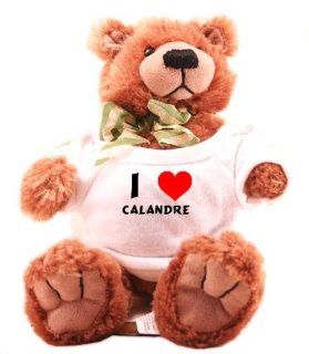 Plush Teddy Bear (Molasses) with I Love Calandre (first name/surname/nickname) Toys & Games