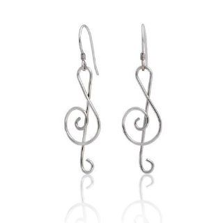 Bling Jewelry 925 Silver Treble G Clef Musical Note French Wire Dangle Earrings: Jewelry
