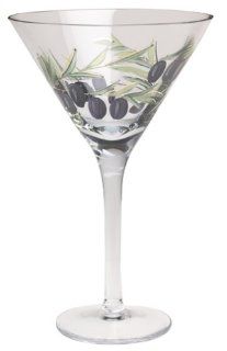 Wine Things Unlimited Tuscany Hand Painted Olive Martini Glasses, Set of 4 Kitchen & Dining