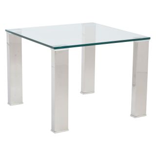 Euro Style Beth Side Table   Clear/Stainless Steel   End Tables
