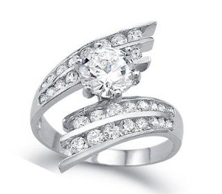 CZ Engagement Ring 14k White Gold Anniversary Cubic Zirconia (3.50 CT): Jewel Tie: Jewelry