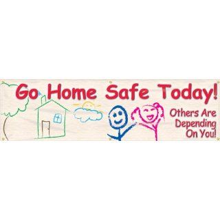 Accuform Signs MBR832 Reinforced Vinyl Motivational Safety Banner "Go Home Safe Today! Others Are Depending On You!" with Metal Grommets, 28" Width x 8' Length: Industrial Warning Signs: Industrial & Scientific