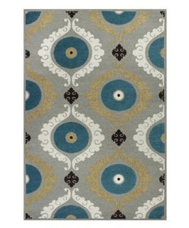 KAS Rugs Mulberry 3400 Suzani Area Rug   Silver / Teal   Area Rugs