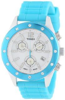Timex Women's T2N833AB Originals Sport Chronograph Crystal Accents Blue Strap Watch: Timex: Watches