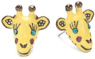 Betsey Johnson "Critter" Giraffe Stud Earrings: Jewelry