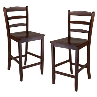Winsome 24 in. Counter Ladder Back Stool   Set of 2   Bar Stools