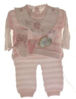 Willbeth Newborn Girls Pink Knit Take Home Layette Set   Newborn Clothing