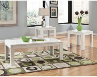 Standard Furniture Outlook Rectangular White Laminate 3 Piece Coffee Table Set   Coffee Table Sets