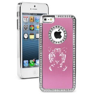 Apple iPhone 5 5S Pink 5S2801 Rhinestone Crystal Bling Aluminum Plated Hard Case Cover Tiger Face: Cell Phones & Accessories