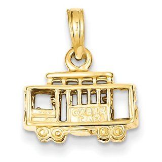 Gold and Watches 14k Solid Polished 3 Dimensional Trolley Car Pendant: Jewelry