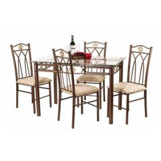 Crown 5 Piece Glass Top Dining Table Set   Dining Table Sets