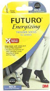 Futuro Energizing Support Trouser Socks for Women, Black, Large, Mild (8 15 mm/Hg): Health & Personal Care