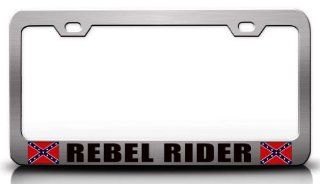 REBEL RIDER Rebel Redneck Steel Metal License Plate Frame Ch # 18: Automotive