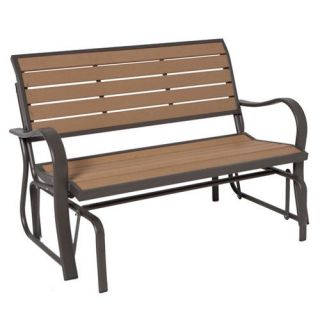 Lifetime Products Wood Grain Glider Bench   Outdoor Gliders