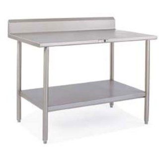 John Boos SS Work Table, 6 inch Backsplash, Galvanized Shelf & Legs, 48 inchW x 30 inchD   Utility Tables