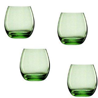 Luigi Bormioli Michelangelo Color Palette 11 1/2 Ounce Green Double Old Fashioned Glasses, Set of 4: Kitchen & Dining