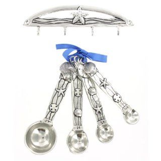 Basic Spirit Pewter Measuring Spoons with Rack, Seashells (SP 98): Kitchen & Dining