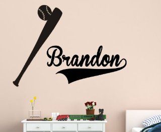 Personalized name with baseball and bat   Vinyl Wall Decal Sticker Boys Room Nursery Home Dcor Black Matte   Nursery Wall Decor