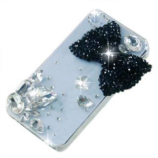 3D Black Bow Bling Crystal Rhinestone Case Cover for Apple IPhone 4/4S: Cell Phones & Accessories
