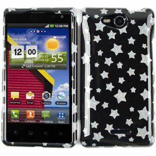 CELL PHONE CASE COVER FOR LG LUCID VS840 GLITTER STARS ON BLACK: Everything Else