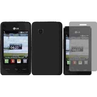 For Tracfone LG 840G LG840G Silicone Jelly Skin Cover Case Black + LCD Screen Protector: Cell Phones & Accessories