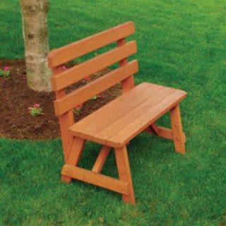 A & L Furniture Yellow Pine Traditional Backed Bench   Picnic Tables