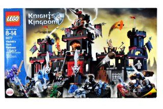 Lego Year 2005 Knights Kingdom Series Castle Set # 8877   VLADEK'S DARK FORTRESS with Spring Loaded Missiles, Catapult, Vat of Fake Boiling Oil, Scary Dungeon with Skeletons and Pretend Spider Webs, Horse Drawn Catapult Plus Lord Vladek, 3 Shadow Knigh