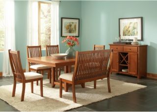 Steve Silver Tulsa 6 Piece Dining Table Set with Bench   Oak   Dining Table Sets