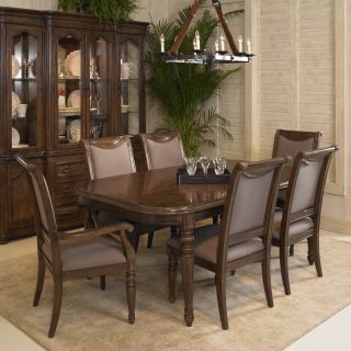 A.R.T. Furniture Cotswold 7 piece Leg Dining Table Set with Upholstered Back Chairs   Cognac Patina   Dining Table Sets