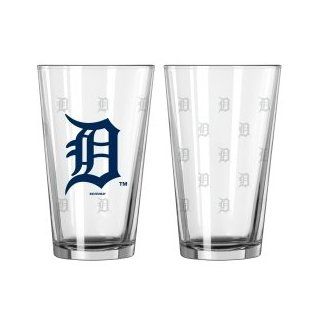Detroit Tigers Satin Etch Pint Glass Set : Pilsner Glasses : Sports & Outdoors