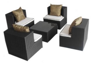 Art Deck Oh! Geo Cube All Weather Wicker Chat Set   Conversation Patio Sets