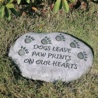 Evergreen Enterprises Dogs Leave Paw Prints On Our Hearts Pet Memorial Stone   Garden & Memorial Stones
