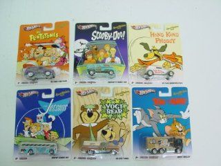 2012 Hot Wheels Nostalgia Hanna Barbera Scooby doo, the Jetsons, Yogi Bear, the Flintstones, Hong Kong Phooey, Tom and Jerry Set of 6: Toys & Games