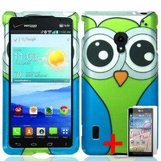 LG LUCID 2 VS870 GREEN BLUE OWL COVER SNAP ON HARD CASE + SCREEN PROTECTOR from [ACCESSORY ARENA]: Cell Phones & Accessories