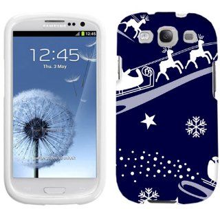Samsung Galaxy S3 Santa and Reindeer on Blue Pattern Phone Case: Cell Phones & Accessories
