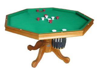 3 in 1 Game Table   Octagon 48" Bumper Pool, Poker & Dining in Oak By Berner Billiards: Sports & Outdoors