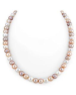 8 9mm Freshwater Multicolor Cultured Pearl Necklace   AAAA Quality, 18 Inch Princess Length Pearl Strands Jewelry