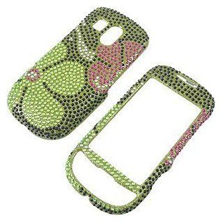 Rhinestones Shield Protector Case for Samsung Caliber SCH R850, Green Daisy Full Diamond: Cell Phones & Accessories