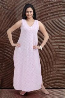 Women's Cotton Full Length Sleeveless Nightgown   Sleepwear with Wide Shoulder Straps (Peach, XS): Clothing