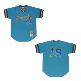 Mitchell & Ness Milwaukee Brewers 1982 Robin Yount #19 MLB Cooperstown Baseball Jersey (Size: 44(L)): Clothing