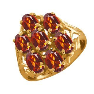 2.80 Ct Oval Orange Red Madeira Citrine 14k Yellow Gold Ring: Jewelry
