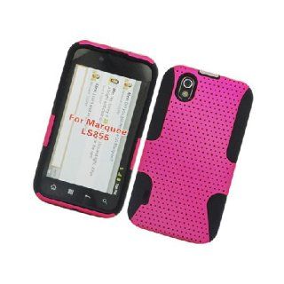 LG Marquee LS855 Ignite Majestic US855 L85C Black Hot Pink Mesh Hard Soft Gel Dual Layer Cover Case: Cell Phones & Accessories