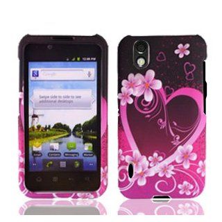 For Sprint LG Marquee LS855 Accessory   Purple Heart Design Case Proctor Cover + Free Lf Stylus Pen Cell Phones & Accessories