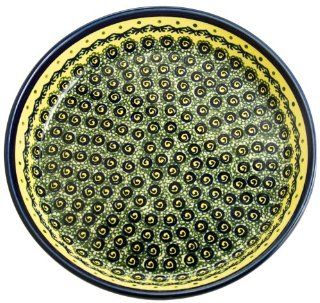 Bunzlauer Polish Pottery 879 DU1 Traditional Pie Plate, Yellow with Blue and Green: Kitchen & Dining