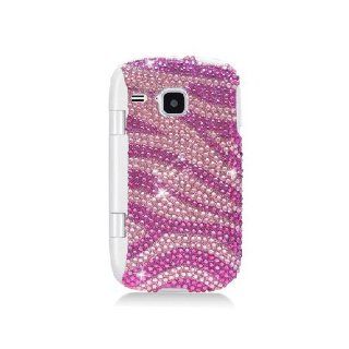 Samsung DoubleTime i857 SGH I857 Bling Gem Jeweled Jewel Crystal Diamond Hot Pink Zebra Stripe Cover Case: Cell Phones & Accessories