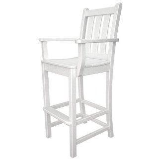 Polywood Traditional Garden Bar Height Arm Chair in White : Armchairs : Patio, Lawn & Garden