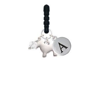Scottie Dog Initial Phone Candy Charm Silver Pebble Initial A: Cell Phones & Accessories