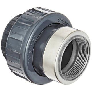 Spears 859 BR Series PVC Pipe Fitting, Union with Viton O Ring, Schedule 80, Gray, 1 1/4" Socket x Brass NPT Female: Industrial Pipe Fittings: Industrial & Scientific